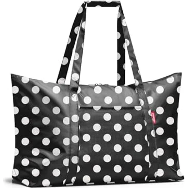 Reisenthel Einkaufstasche mini maxi travelbag Shopper, klein zusammenfaltbar, Schwarz, mit Reißverschluss und Schlüsselhalter – Bild 2