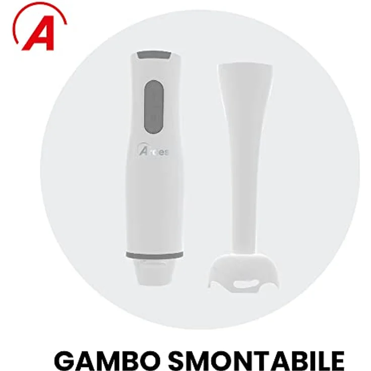 Ardes ARMIX01 DEEP Mini-Stabmixer, 4 Edelstahlklingen, 15.000 U/min, 2-Geschwindigkeiten, abnehmbar, weiß – Bild 4