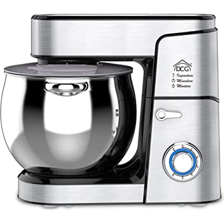 DCG Planeten-Knethmaschine KM1512, 2000W Edelstahlwanne 12 Liter, 6 Geschwindigkeiten