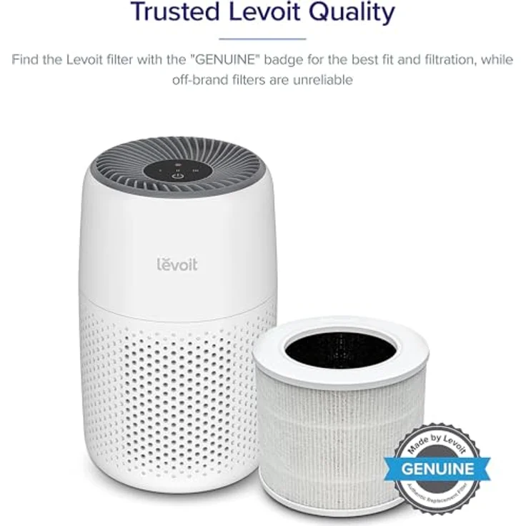 Levoit Luftreiniger Standard Ersatzfilter 3-in-1 HEPA, hocheffiziente Aktivkohle, weiß, geeignet für Core Mini – Bild 2