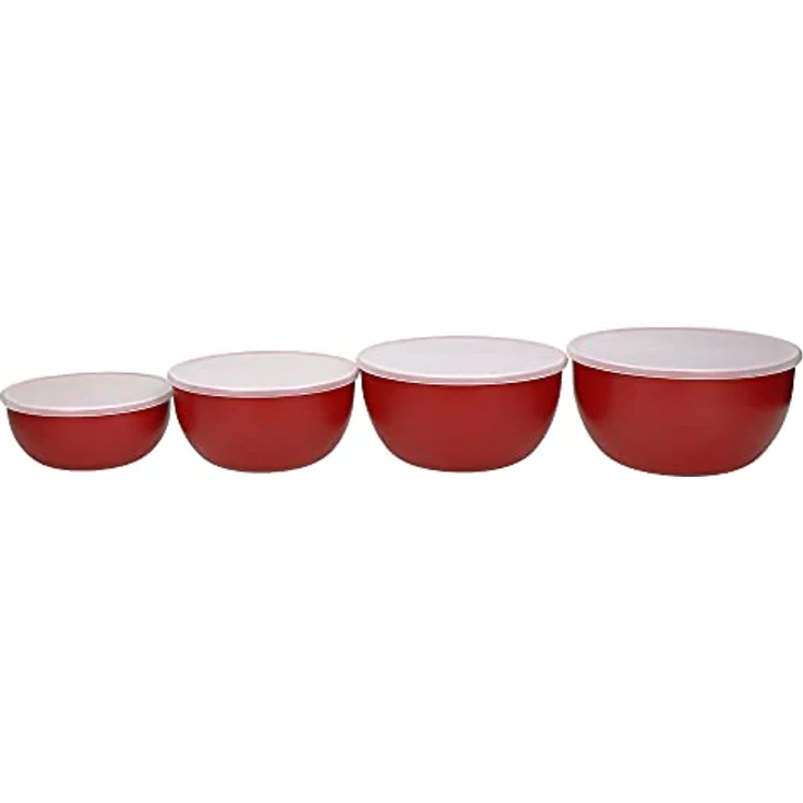 KitchenAid - Salatschüsseln, 591 ml, aus Kunststoff mit Deckel, rot, 4er Set – Bild 2