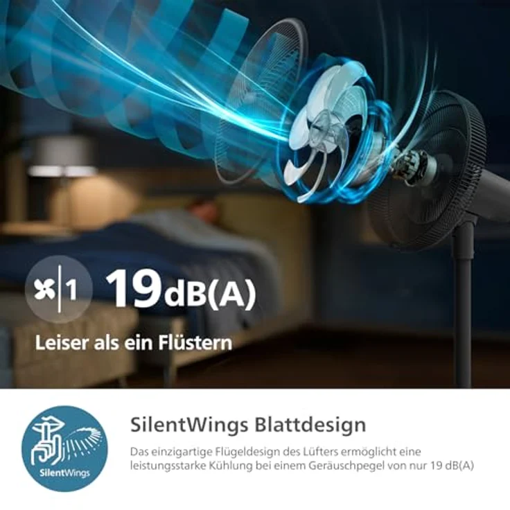Philips Smart Standventilator Serie 3000, Starke & extrem leise SilentWings-Technologie, 2-in-1-Tisch- & Standventilator, App-Steuerung, Schwarz (CX3550/01) – Bild 4