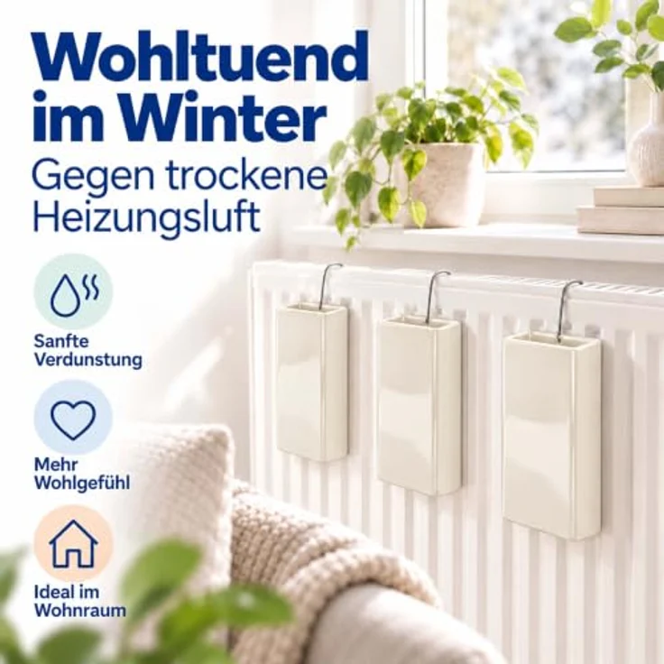 Relaxdays Luftbefeuchter Heizung 4er Set, Keramik Wasserverdunster für Heizkörper in Creme, inkl. Haken zum Aufhängen, geräuscharm und umweltfreundlich – Bild 3