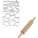 ORIGINAL KAISER | XXL Ausstechformen Set Weihnachten | hochwertige Materialien | wiederverwendbar | inkl. Nudelholz | ideal zum Ausstechen von Plätzchen, Keksen, Fondant