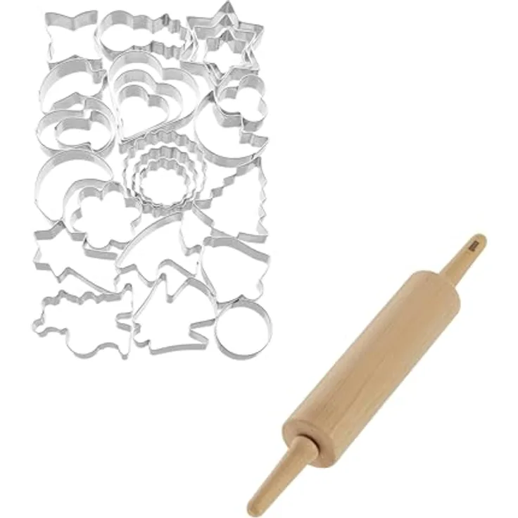 ORIGINAL KAISER | XXL Ausstechformen Set Weihnachten | hochwertige Materialien | wiederverwendbar | inkl. Nudelholz | ideal zum Ausstechen von Plätzchen, Keksen, Fondant