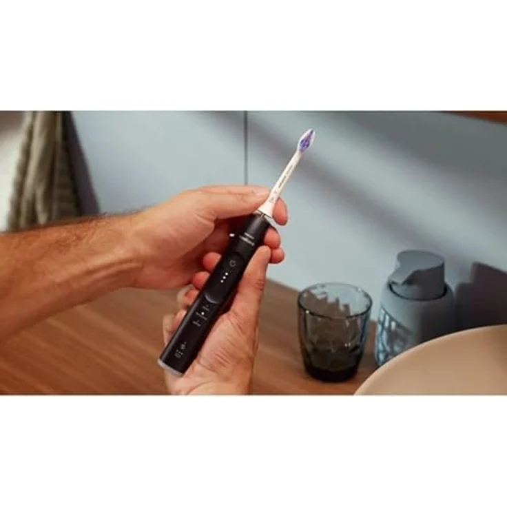 Philips Sonicare 6500 HX7411/02, Elektrische Zahnbürste mit 62000 Bewegungen/min, 3 Modi, 3 Intensitätsstufen, Smartphone-App, Druckwarnung, BrushSync-Erinnerung, Schwarz – Bild 5