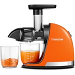 AMZCHEF Entsafter Gemüse und Obst Testsieger - Slow Juicer mit Rückwärts-Kau-Funktion - Zartes Zerkleinern ohne Filtern - Elektrische Saftpresse mit Bürste und 2 Tassen - Orange