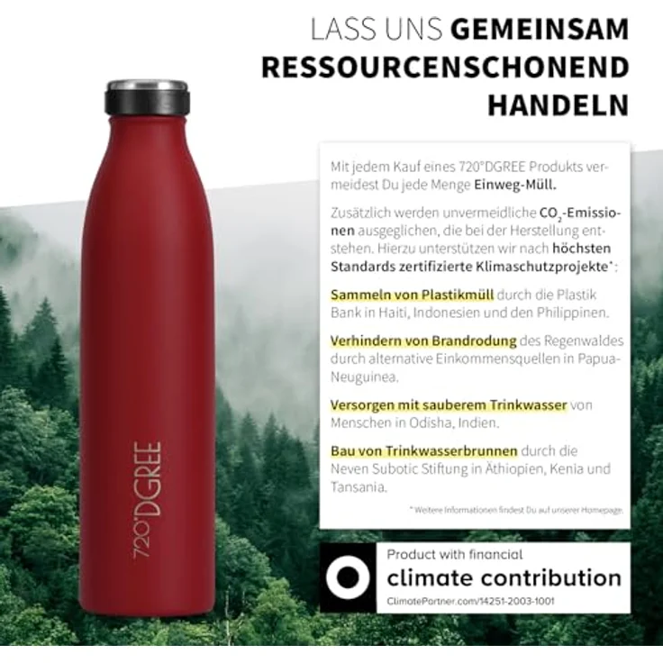 720°DGREE Edelstahl Trinkflasche “milkyBottle” - 1L, BPA-Frei, Auslaufsicher, Kohlensäure geeignet, für Sport, Uni, Outdoor, Camping – Bild 5