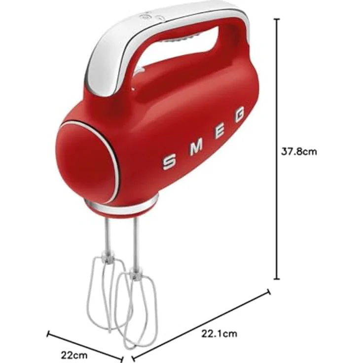Smeg HMF01RDEU Handmixer im 50er Jahre, 250W, 9 Geschwindigkeiten, Kunststoff, rot – Bild 9