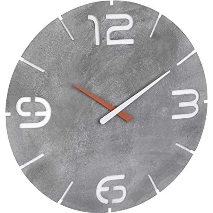 TFA Dostmann Funk-Wanduhr Contour, Funkuhr, gut ablesbar, Beton-Optik, Kunststoff, Ø 350 x H 35 mm