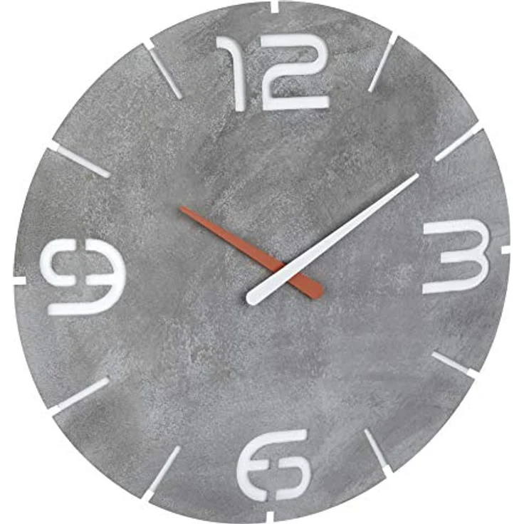 TFA Dostmann Funk-Wanduhr Contour, Funkuhr, gut ablesbar, Beton-Optik, Kunststoff, Ø 350 x H 35 mm – Bild 1