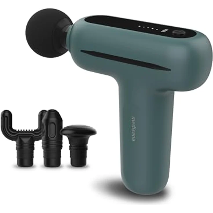 Medisana MG 200 Mini Massage Gun, Massagepistole mit Smart-Modus und 5 Intensitätsstufen zur Entspannung, lange Akkulaufzeit, mit 4 Aufsätzen – Bild 1