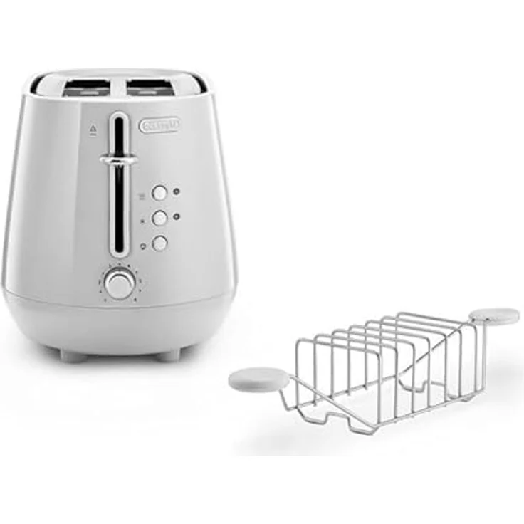 De'Longhi Eclectica CTY2103.W, Toaster mit breiten Schlitzen, fortschrittlichen Bräunungskontrollen und entnehmbarer Krümelschublade, weiß – Bild 2