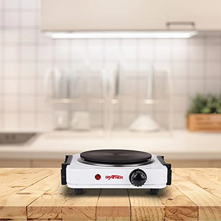 Grafner KP10877 Kochplatte einzel 1000 Watt mit klappbaren Griffen Weiß – Bild 3