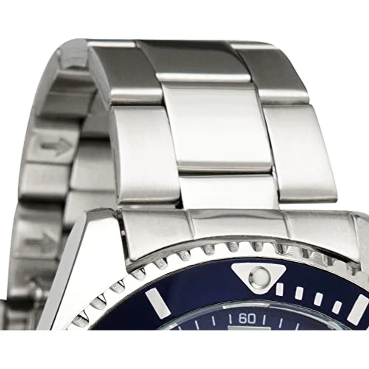 Miraval Herrenarmbanduhr mit Edelstahlarmband 43 mm Datumsanzeige Lupe Japanisches Quarzuhrwerk 21 mm breit Klassisch Modern Männer Schwarz (Blau) – Bild 3