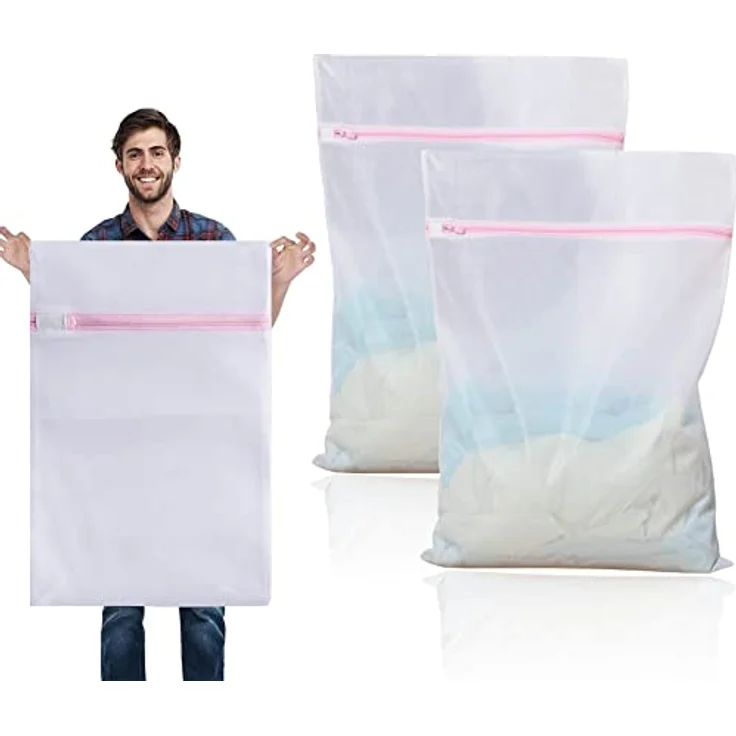Dmjia XXL Wäschebeutel, 2 Stück Wäschenetz 60 x 90 cm, reißfest mit verstecktem Reißverschluss für Waschmaschine, ideal für Mäntel, Daunenjacken, Vorhänge und Teppiche – Bild 1
