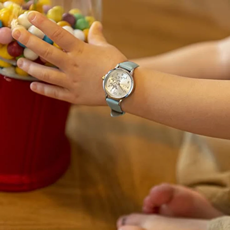 Cool Time Mädchen Kinder Armbanduhr mit glitzernden Schmetterlingen, poliertem Metallgehäuse und kunstlederband, blau – Bild 5