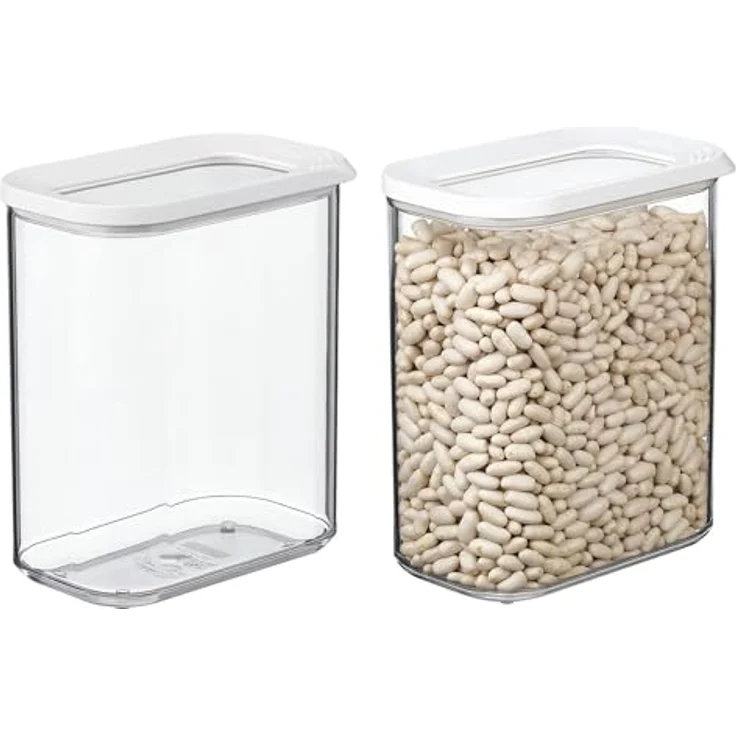Mepal 2-teiliges Set Vorratsdosen mit Deckel, luftdichte Lebensmittelbehälter 2 x 1500 ml, rechteckig, Kunststoff, Nordic White – Bild 1