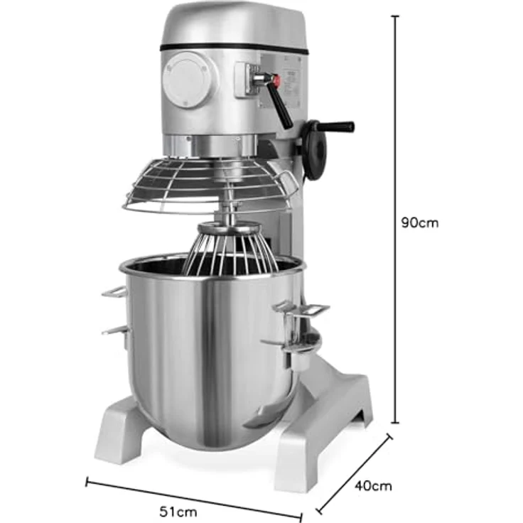 VERTES Teigknetmaschine 30L mit Planetenrührwerk, Edelstahl Rührschüssel, 1500 Watt, für Bäckerei und Gastronomie – Bild 10