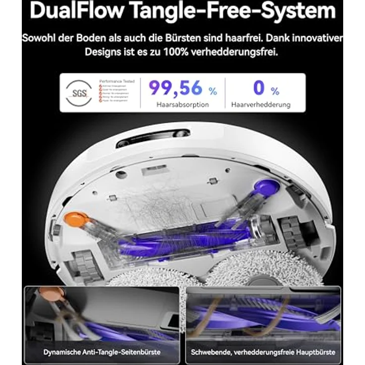 Narwal Freo Z10 Ultra Saug- & Wischroboter, 65W, 120 Min Laufzeit, 0,8L, Laser-Navigation, WLAN, beutellos, weiß/silber – Bild 11