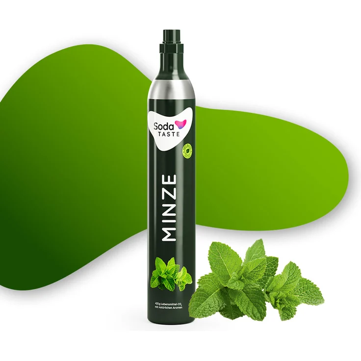SodaTASTE Minze - CO2-Tauschzylinder, zuckerfrei für bis zu 60l gesprudeltes Wasser mit Geschmack – Bild 1