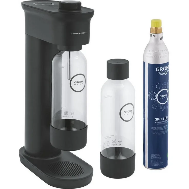Grohe Blue Fizz Wassersprudler, Starter Set mit voreingestellten CO₂ Stufen, schwarz