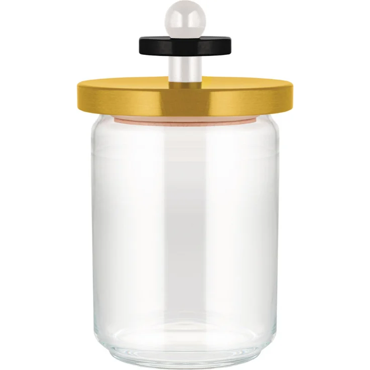 Alessi Twergi - Vorratsglas mit Holzdeckel 100 cl, gelb, limitierte Auflage - Ettore Sottsass Design – Bild 1