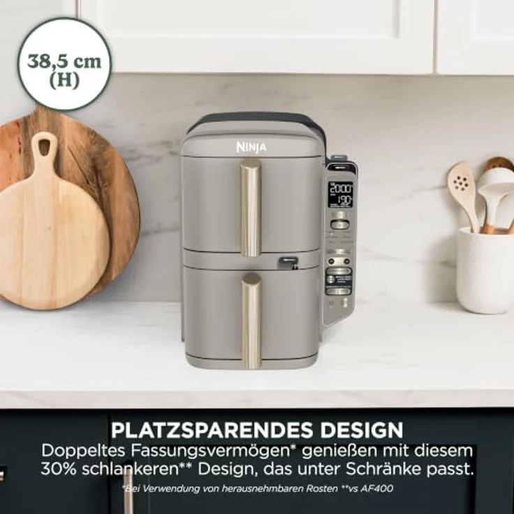 NINJA Double Stack XL-Heißluftfritteuse SL451EUSD, 9,5 L, 6 Funktionen, Steingold, mit Smart Cook System und 2 unabhängigen Schubladen – Bild 4