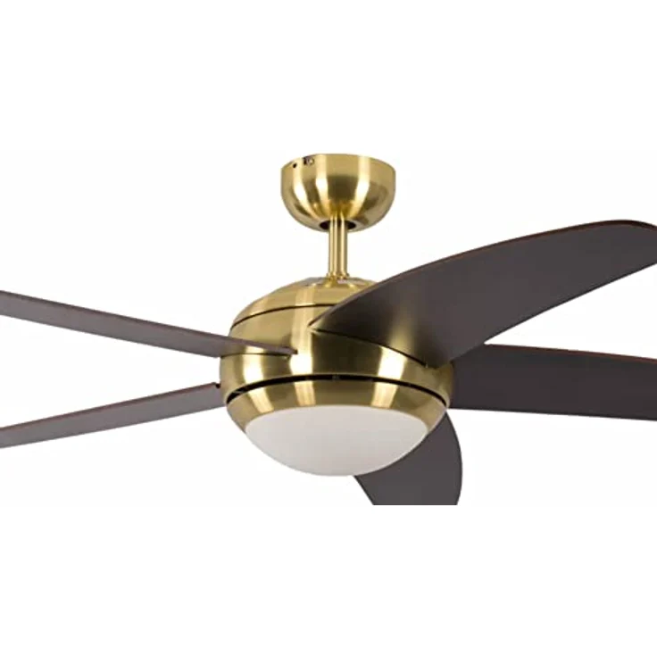 Deckenventilator mit Beleuchtung und Fernbedienung Melton, Gehäuse Messing, Flügelfarbe braun- Wanaque, 132 cm – Bild 3