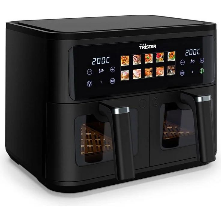 Tristar Fritteuse FR-9075, Doppel-Heißluftfritteuse mit 9 Litern Kapazität, 2500 Watt Leistung und digitalem Steuerfeld