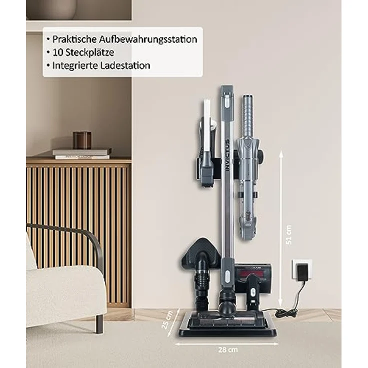 Genius Invictus ONE 3.0e Handstaubsauger Ladestation-Set 2-TLG. – Akkustaubsauger, Ladestation, Aufbewahrungsstation, Ultra leicht, für Zuhause, Stauraum für Zubehör – Bild 2