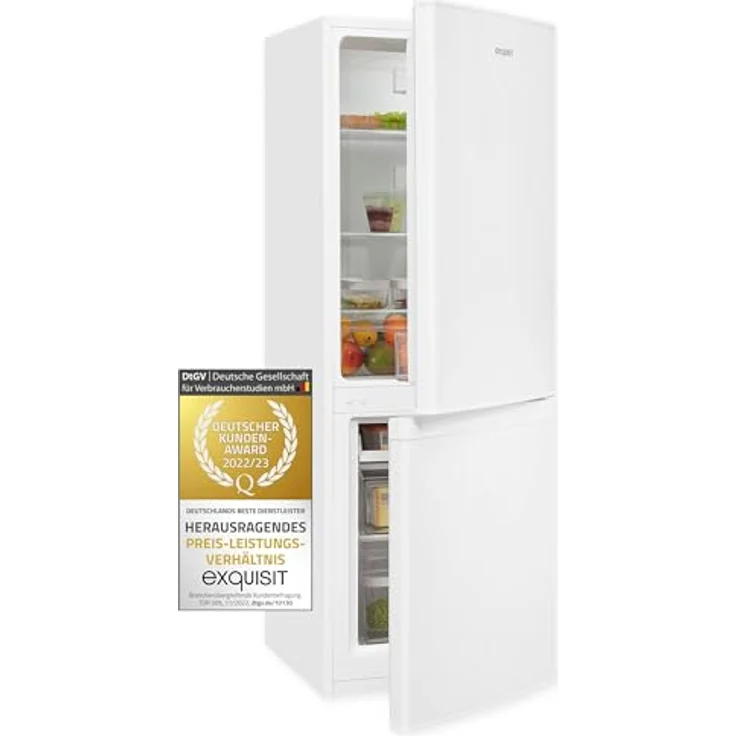 Exquisit Kühl Gefrierkombination KGC5232-60-E-040E weiss | 173 L Volumen | Kühlschrank mit Gefrierfach freistehend 50 cm Breite | Alarmfunktion | 4* Gefrieren – Bild 1