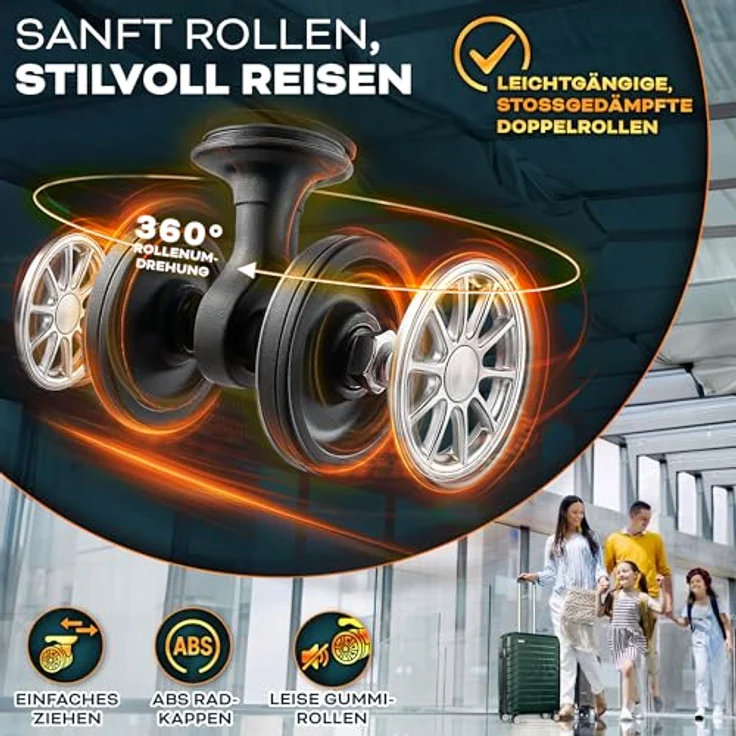 tillvex® Reisekoffer Set 3-TLG. Hartschalenkoffer mit 4 Rollen, integriertes TSA-Schloss, inkl. Gepäckwaage, Koffergurte & Kofferanhänger, Farben: Armeegrün, Größen S-M-L-XL – Bild 3