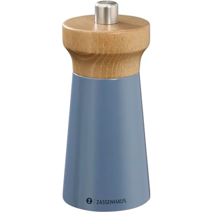 Zassenhaus Salzmühle WESTERLAND deep sea | Buchenholz | stufenlos verstellbares Keramikmahlwerk | Gewürzmühle für Salz | 12 cm, Ø 5,4 cm – Bild 1