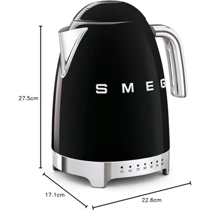 Smeg KLF04BLEU Wasserkocher, 2400W, 1,7L, Edelstahl, schwarz – Bild 5