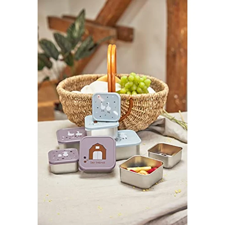 Lässig Snackbox Stainless Steel 3 pcs assorted Tiny Farme (2 Farben) Blue – Bild 8