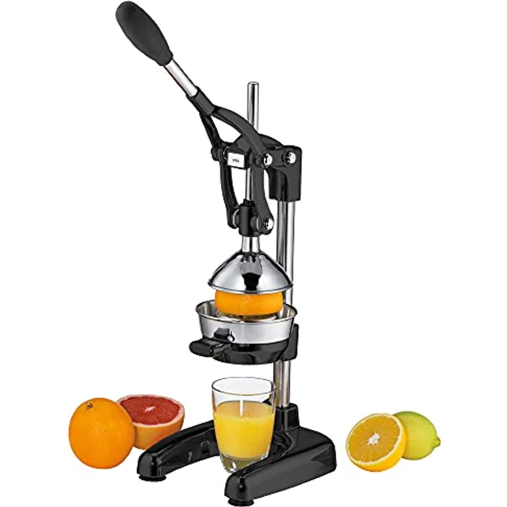 Cilio AMALFI Saftpresse Manuell | rostfreier Edelstahl | Schwarz | Zitruspresse Handpresse für 25% mehr Saft | geringer Kraftaufwand | Profi Fruchtpresse | 20 × 23,5 × 44 cm – Bild 2