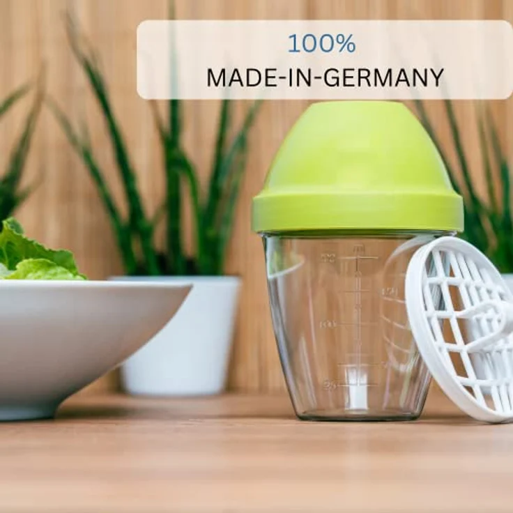 Westmark Mini-Dressingshaker, Schüttelbecher, Mit herausnehmbarer Mixscheibe, Füllvolumen: 0,25 Liter, Kunststoff, Mix-Ei, Apfelgrün-Transparent, 3089227A – Bild 8