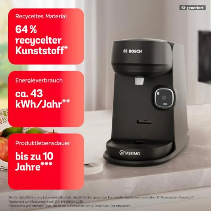 Bosch TAS172B Kaffeepadmaschine, 0.85 l Wassertank, 1400 W, INTELLIBREW Barcode-Technologie, IntensityBoost, One-Touch-Bedienung – Bild 14