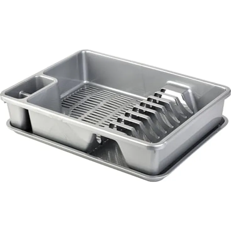 Engelland Abtropfgestell, Abtropfgitter, Farbe: Silber-Grau, Geschirrständer, Küche, Abtropfschale, Geschirrkorb, Abtropfkorb, aus Kunststoff, für bis zu 9 Teller, L 38,5 x B 28,5 x H 8,5 cm - Preisvergleich