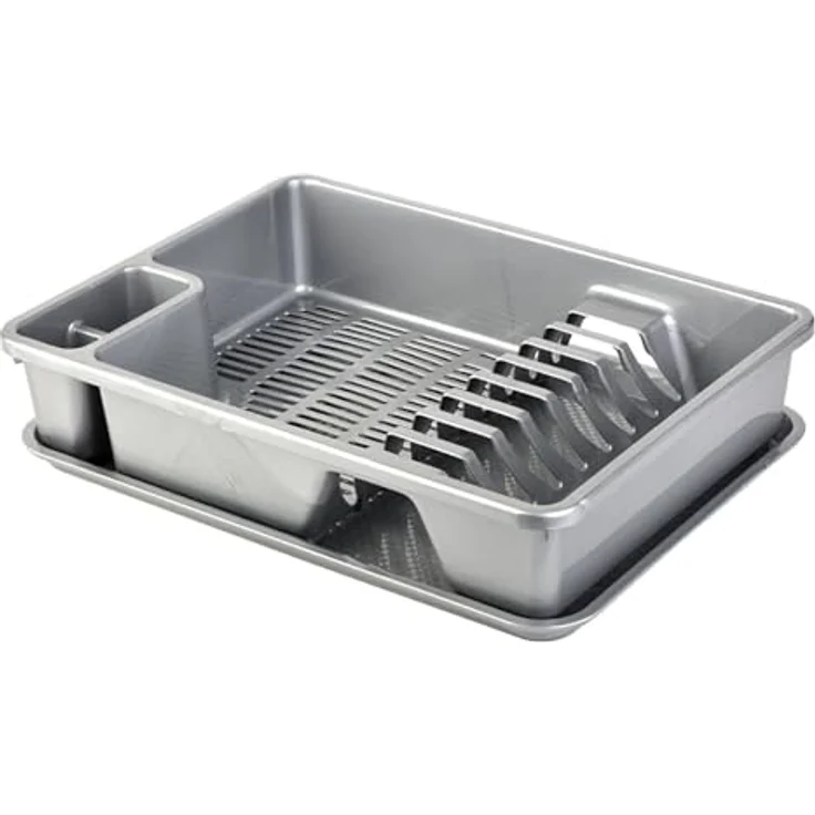 Engelland Abtropfgestell, Abtropfgitter, Farbe: Silber-Grau, Geschirrständer, Küche, Abtropfschale, Geschirrkorb, Abtropfkorb, aus Kunststoff, für bis zu 9 Teller, L 38,5 x B 28,5 x H 8,5 cm - Preisvergleich – Bild 1