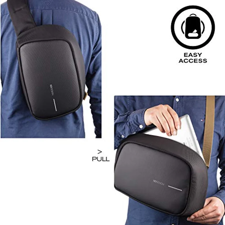 XD Design Bobby Sling Umhängetasche mit RFID-Schutz, 32,5 cm, schwarz aus 100% PET – Bild 7