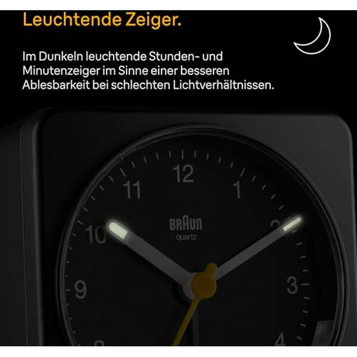 Braun BC03B, klassischer analoger Wecker mit Schlummerfunktion, Crescendo-Alarm und beleuchtetem Ziffernblatt, schwarz – Bild 4