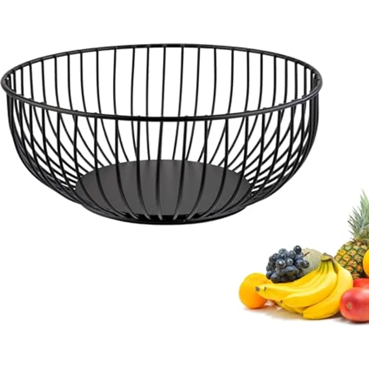 Westmark Drahtkorb Lumos Klein – Stilvolle Obstschale & Brotkorb aus Stahl, Schwarz, 20 cm, praktisch und pflegeleicht