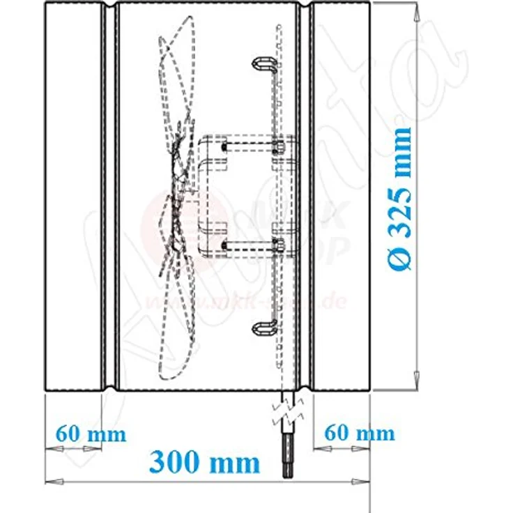 Rohrventilator Ø 325 mm Axial Rohrlüfter IP44 Lüfter 1220 m³/h 3 Stufen Hochdruck Niederdruck Ventilator Zuluft Abluft Gebläse Metall Radialventilator Absauglüfter Absaugung – Bild 5