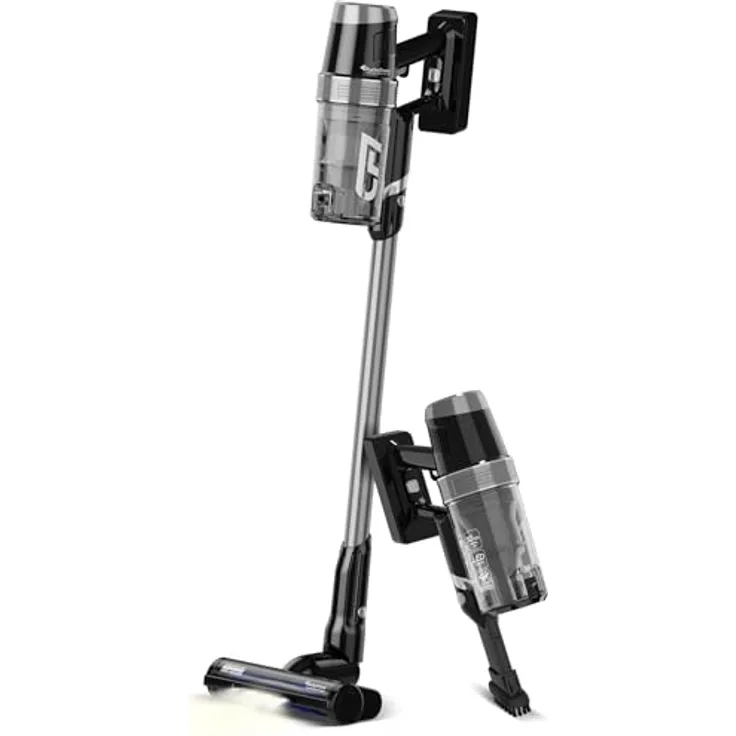 TurboTronic StormStick 120 Watt Zyklon Staubsauger & Handstaubsauger kabellos, Black-Silver, mit 22,2V Lithium-Batterie und rotierender Bürstendüse