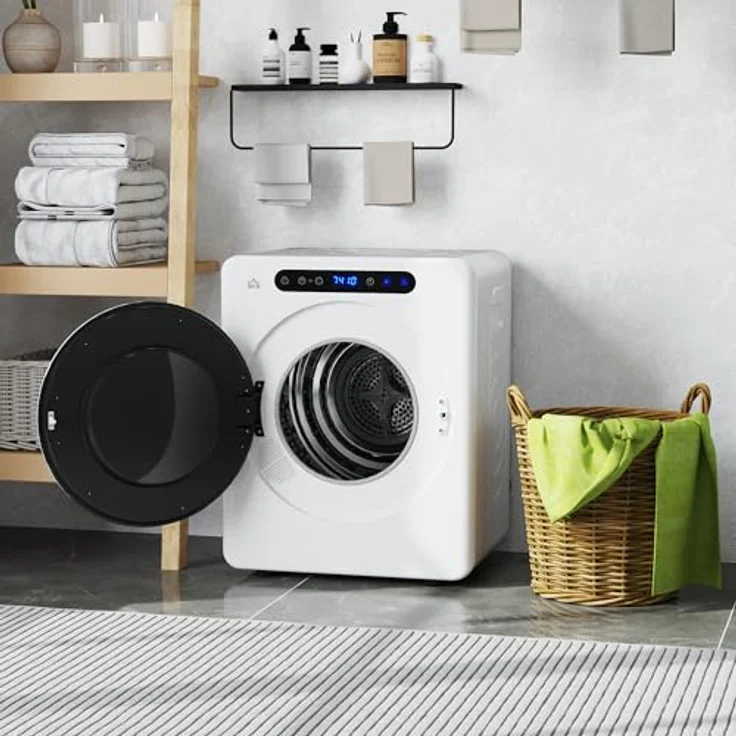 HOMCOM Mini Ablufttrockner, Edelstahl mit 3 kg Kapazität, 1000W Leistung, Weiß – Bild 9