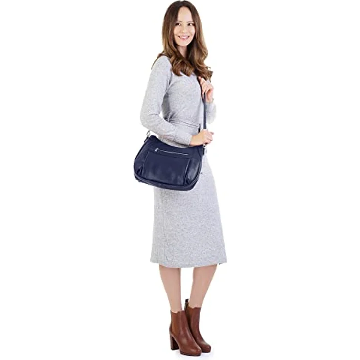 Samantha Look Umhängetasche, echt Leder, Made in Italy, mattes Finish, 7 Zoll Smartphonefach, braun – Bild 2