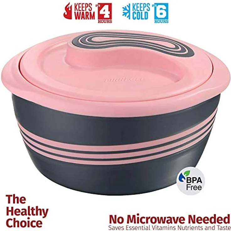 Pinnacle Servierschüssel für Salat - Suppenteller - Thermo-Schüssel mit Deckel - tolle Schüssel für Urlaub, Abendessen und Party 3er Set 3,6 ql, Rosa – Bild 4