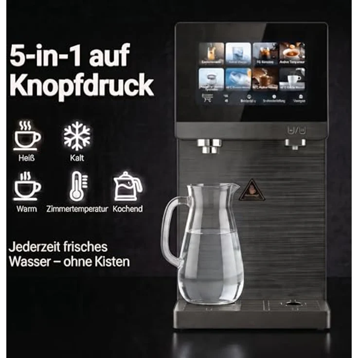 Neues Wasser SPRUDELUX PRO TOUCH Umkehrosmoseanlage, 5-in-1 Wasserfiltersystem mit 7-Zoll Touchdisplay, 5-Liter Tank, Heiß- und Kaltwasser, Sprudel, RO – Bild 5